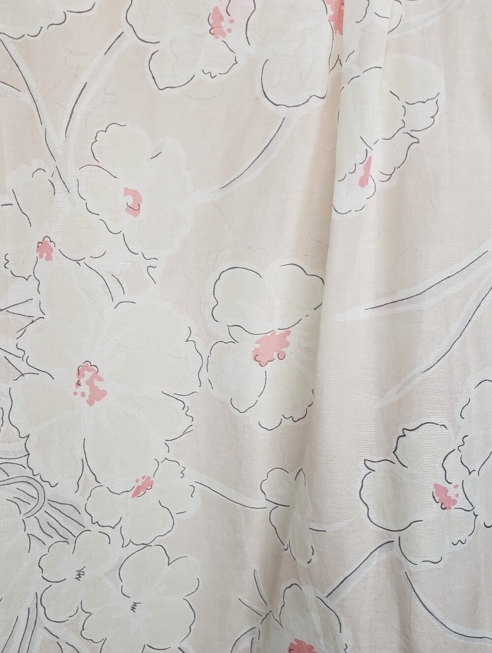 Light Blush Pink Floral Split-Neck Button Front Blouse GAP S Semi Sheer Silk Ble - Picture 3 of 12